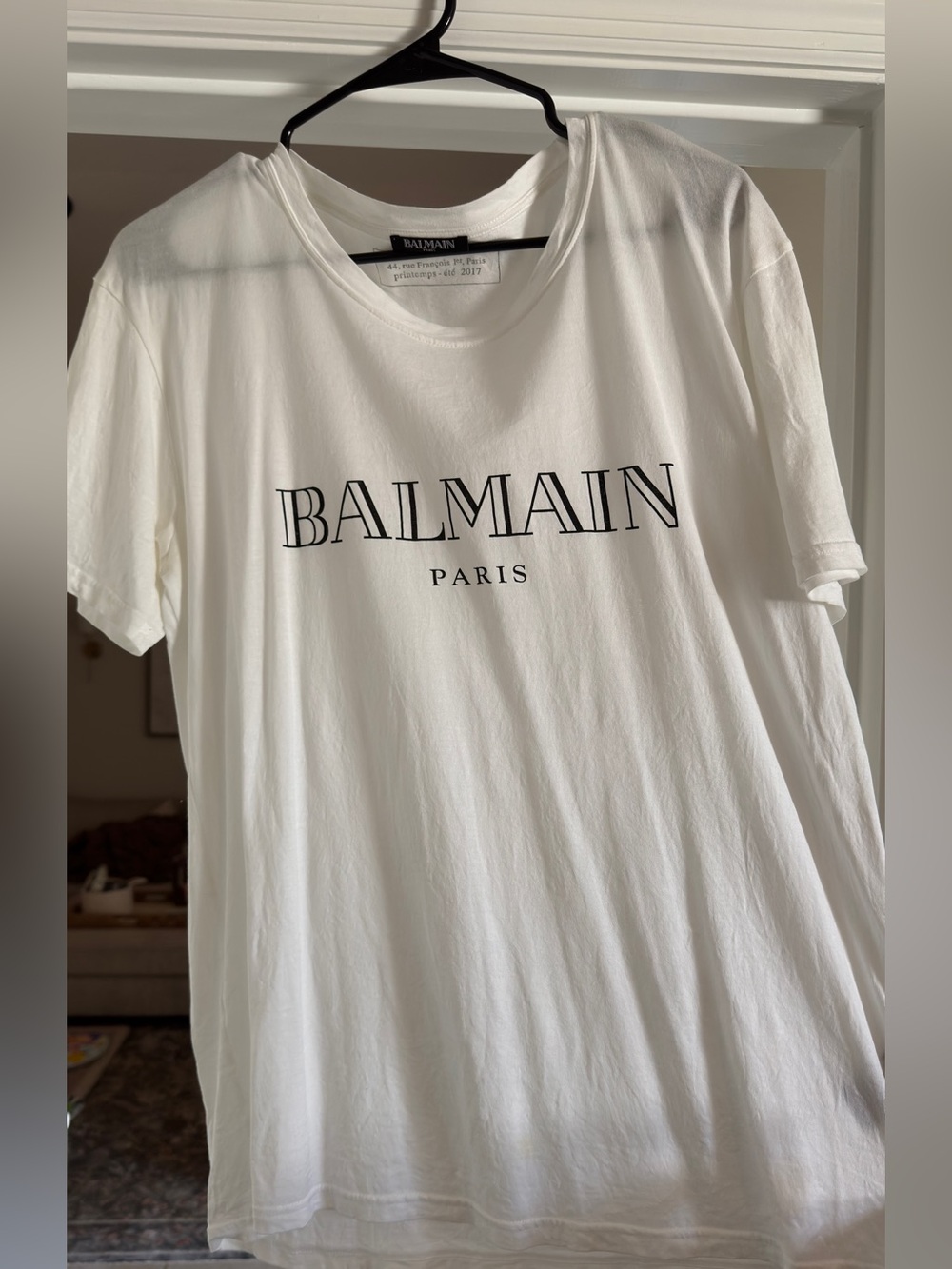 Balmain White Short-Sleeve Logo Tee- Authentic